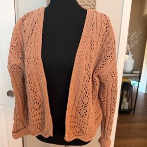 Cozy Open-Front Women’s Cardigan Sweater in Burnt Peach